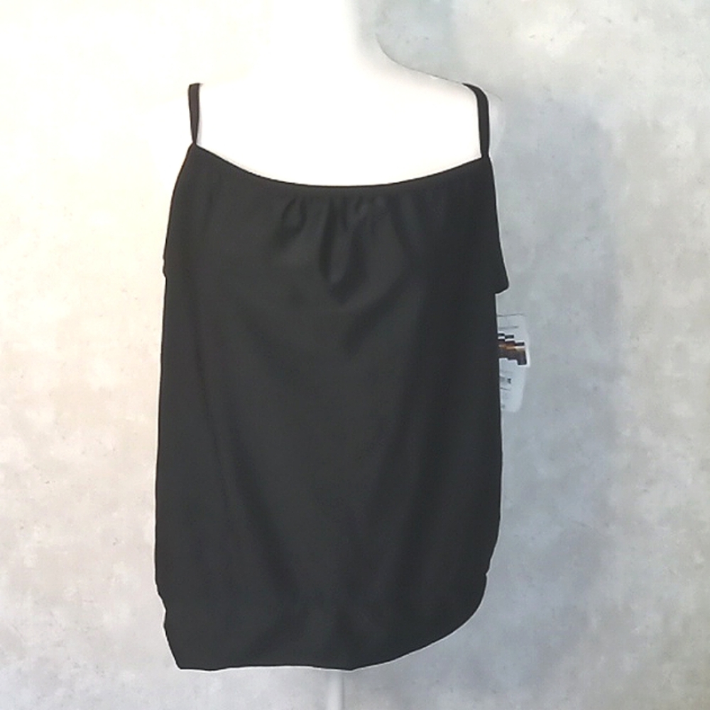 NWT XL Black Swimsuit top. Adjustable straps, fitted hemline